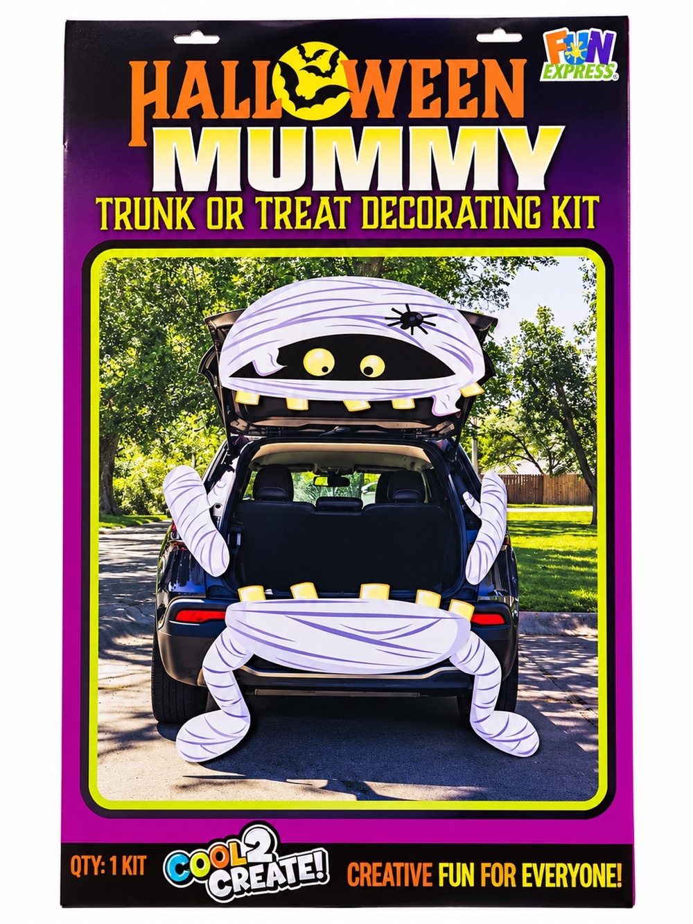 Express Halloween Mummy Trunk or Treat Decorating Kit - White and Yellow Accents